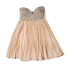 L'ATISTE Pale Pink Strapless Studded Dress [M]